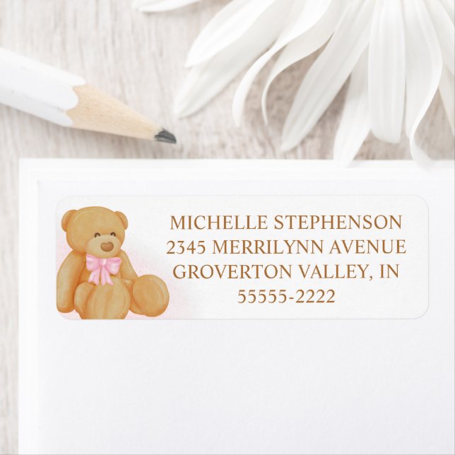 Etiqueta de Arco rosa com Urso Rosa (Insitu)