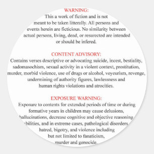 Etiqueta de Aviso de bíblia