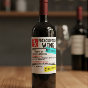 Etiqueta de Aviso de Vinho com Prescrição Engraçad