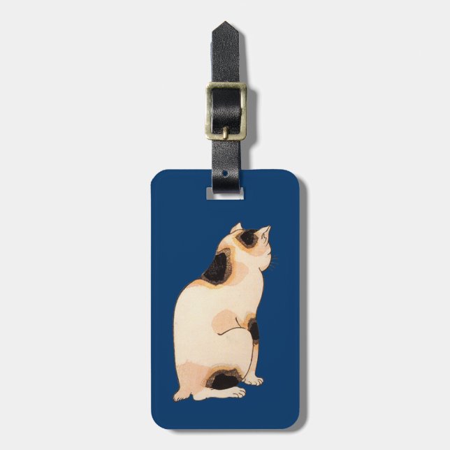 Etiqueta De Bagagem 日本猫, gato japonês do 国芳, Kuniyoshi, Ukiyo-e (Frente Vertical)