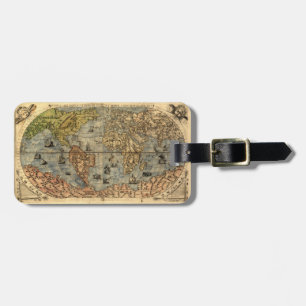 Etiqueta De Bagagem 1565 Mapa Antigo do Mundo Forlani Renascimento