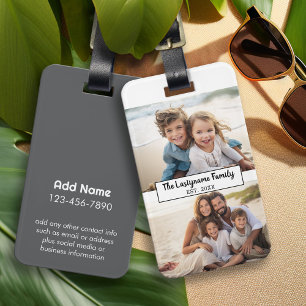 Etiqueta De Bagagem 2 Colagem de Fotos Nome da Família - Fotos Horizon