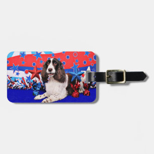 Etiqueta De Bagagem 4 de julho - Spaniel de Springer inglês - Chloe