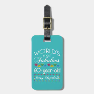 Etiqueta De Bagagem 60. º aniversário Turquesa de Gem Colorida Mais 