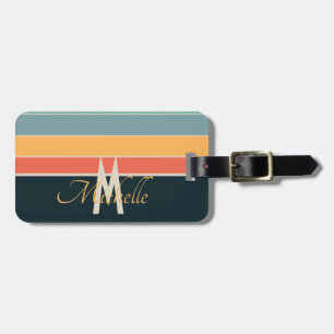 Etiqueta De Bagagem 70s retrorreflectores Nome inicial e monograma da