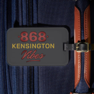Etiqueta De Bagagem 868 VIBES em Texto Vermelho