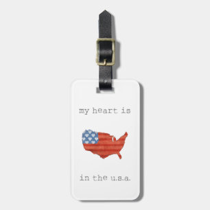 Etiqueta De Bagagem A americana meu coração está no mapa dos EUA