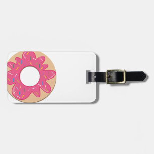 Etiqueta De Bagagem A baga cor-de-rosa polvilha a rosquinha