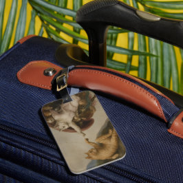 Etiqueta De Bagagem A Criação de Adão Gatos Arte Paródia Renascimento
