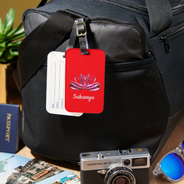 Etiqueta De Bagagem A flor de lótus personalizada (Frente e Verso)