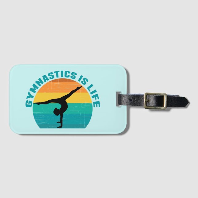 Etiqueta De Bagagem A ginástica é a vida Linda Gymnast Teal (Frente Horizontal)