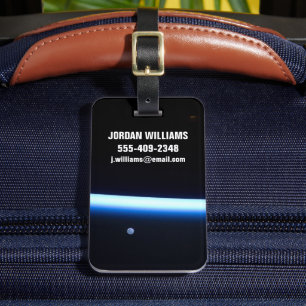 Etiqueta De Bagagem A Linha Fina da Atmosfera da Terra e Uma Lua Gibbo