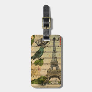Etiqueta De Bagagem a música nota a torre Eiffel de Paris do francês