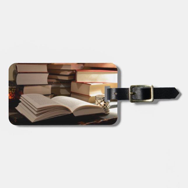 Etiqueta De Bagagem A pilha de livro de TBR (Frente Horizontal)