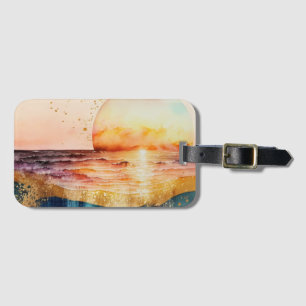 Etiqueta De Bagagem A Série Praia Aquarela Design 3