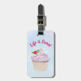 Etiqueta De Bagagem A vida é um Cupcake cor-de-rosa doce personalizado