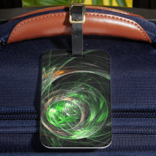 Etiqueta De Bagagem À volta da Abstrato de Arte Verde Mundial