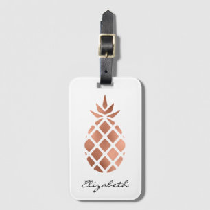 Etiqueta De Bagagem Abacaxi de folha rosa de ouro personalizado