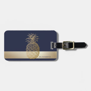 Etiqueta De Bagagem Abacaxi Dourado,Stripe -Personalizado