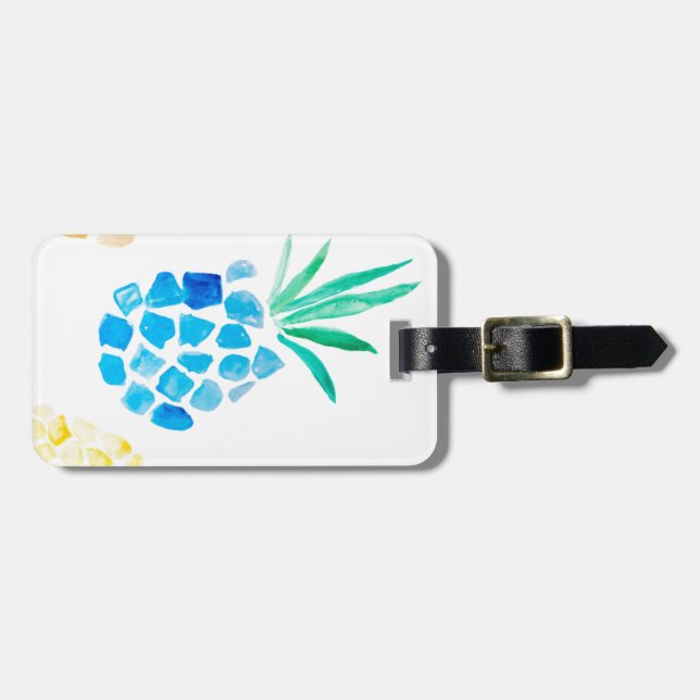 Etiqueta De Bagagem Abacaxi fruta de aquarela (Frente Horizontal)