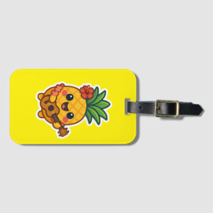 Etiqueta De Bagagem Abacaxi Kawaii sorridente - Tropical