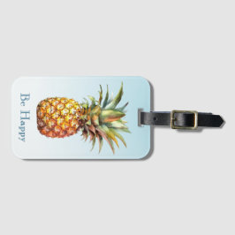 Etiqueta De Bagagem Abacaxi tropical feliz