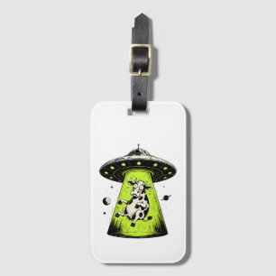 Etiqueta De Bagagem Abdução de Vaca Alienígena Weirdcore Surreal