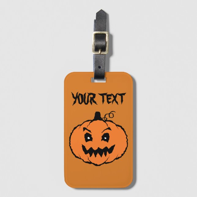 Etiqueta De Bagagem Abóbora de Terror do Halloween (Frente Vertical)