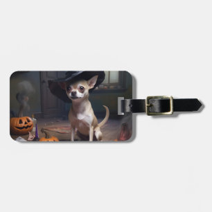Etiqueta De Bagagem Abóboras de Halloween Assustadoras de Chihuahua