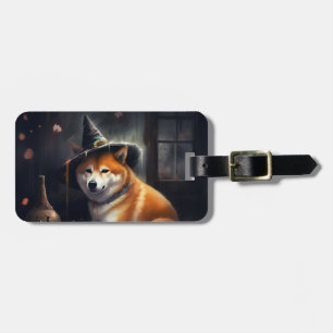 Etiqueta De Bagagem Abóboras de Halloween Assustadoras Shiba Inu