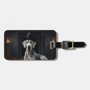 Etiqueta De Bagagem Abóboras Great Dane Halloween Assustador Flip