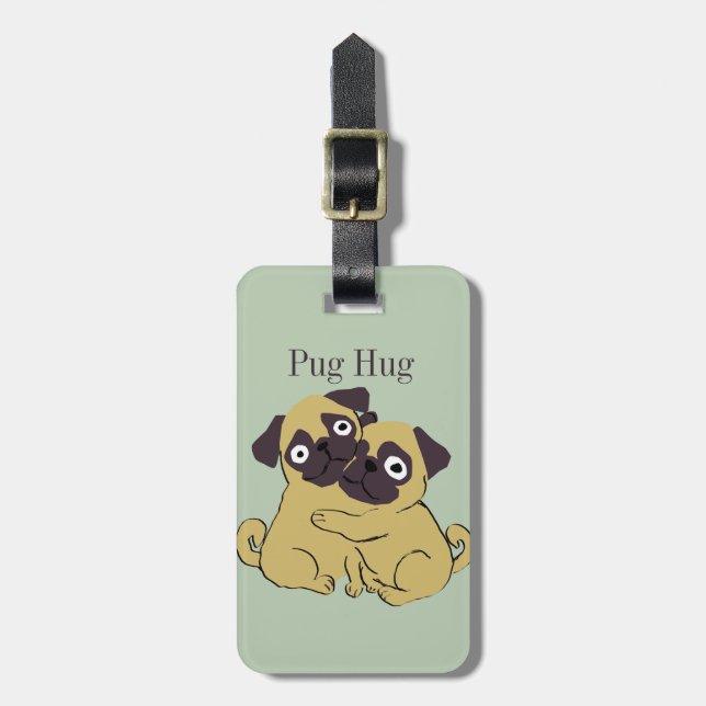 Etiqueta De Bagagem Abraço de pug  (Frente Vertical)