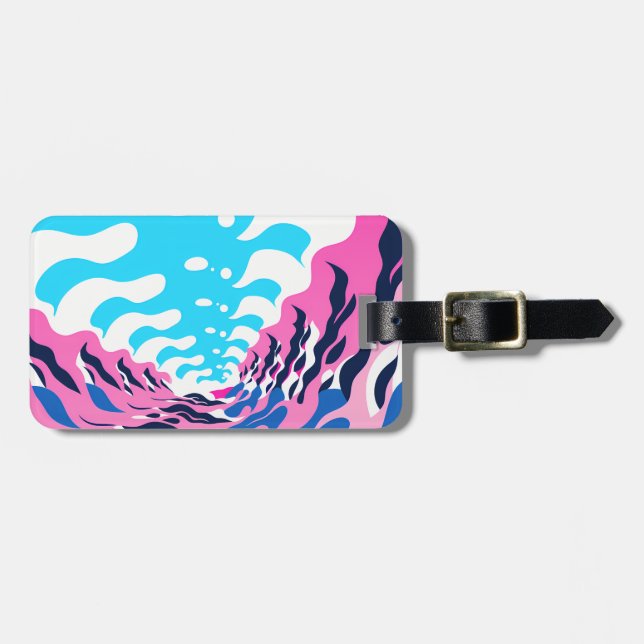 Etiqueta De Bagagem Abstract Dream Wave – Vibrant Surreal Flow (Frente Horizontal)