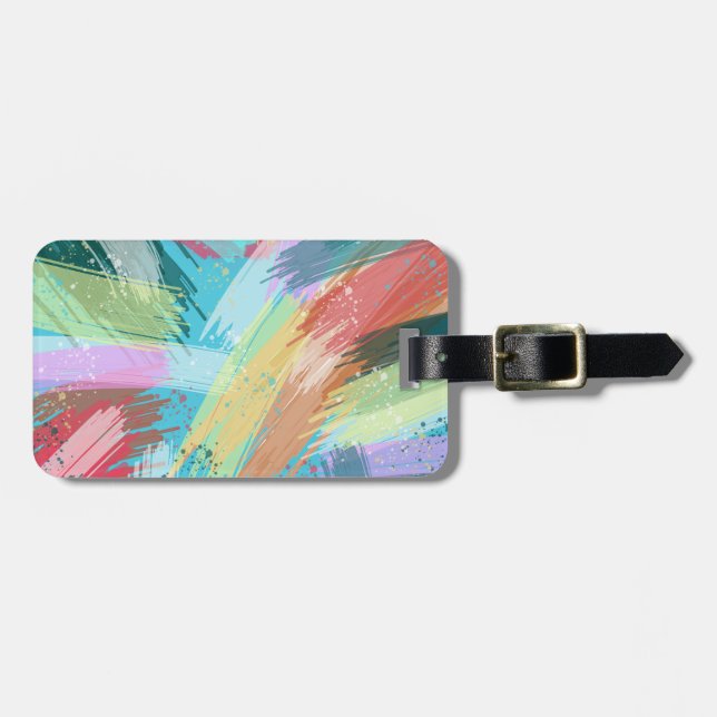 Etiqueta De Bagagem Abstrato Art Pastel (Frente Horizontal)