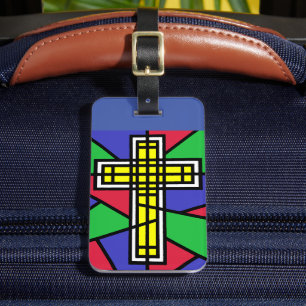 Etiqueta De Bagagem Abstrato Color Cross Design