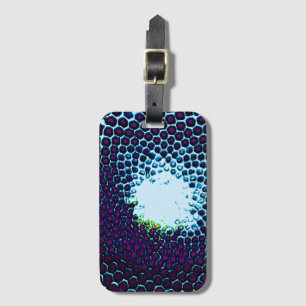 Etiqueta De Bagagem Abstrato Honeycomb Design azul e roxo