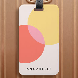 Etiqueta De Bagagem Abstrato moderno Círculos Vermelho Amarelo Amarel