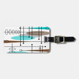 Etiqueta De Bagagem Abstrato Moderno do século Médio da Era Atômica
