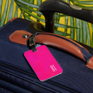 Etiqueta De Bagagem Abstrato Moderno Rosa Personalizável Monograma
