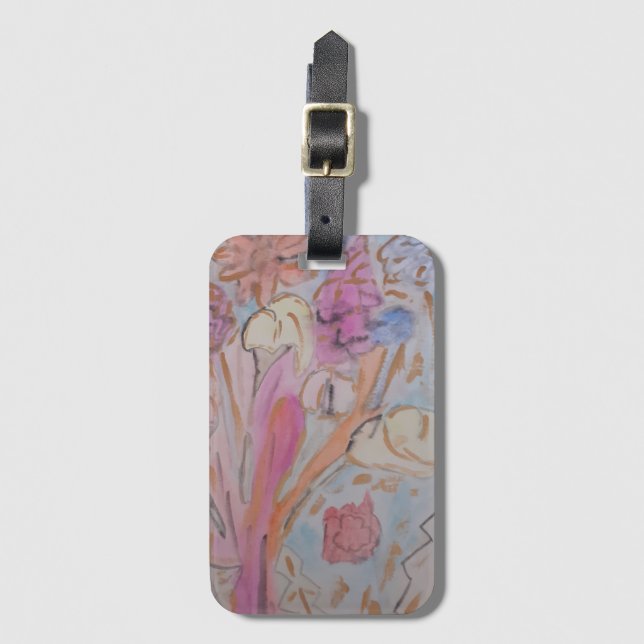 Etiqueta De Bagagem Abstrato Pastel Floral (Frente Vertical)