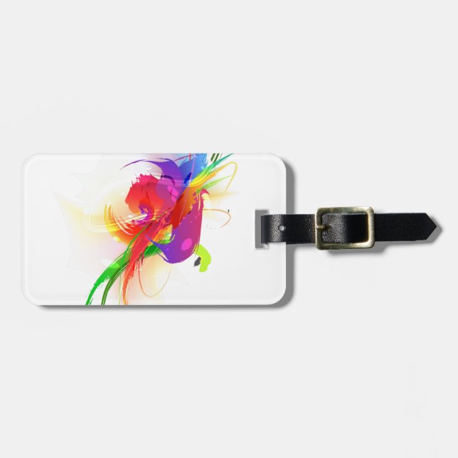 Etiqueta De Bagagem Abstrato Rainbow Lorikeet Paint Splatters (Frente Horizontal)