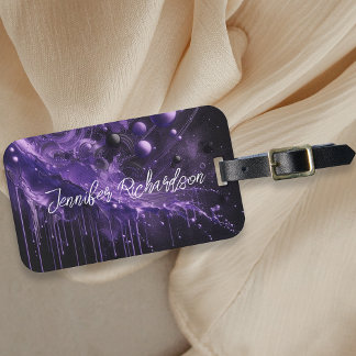 Etiqueta De Bagagem Abstrato violeta profunda violeta escura celestial