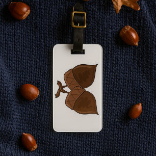 Etiqueta De Bagagem Acorns Rustic Autumn Nature