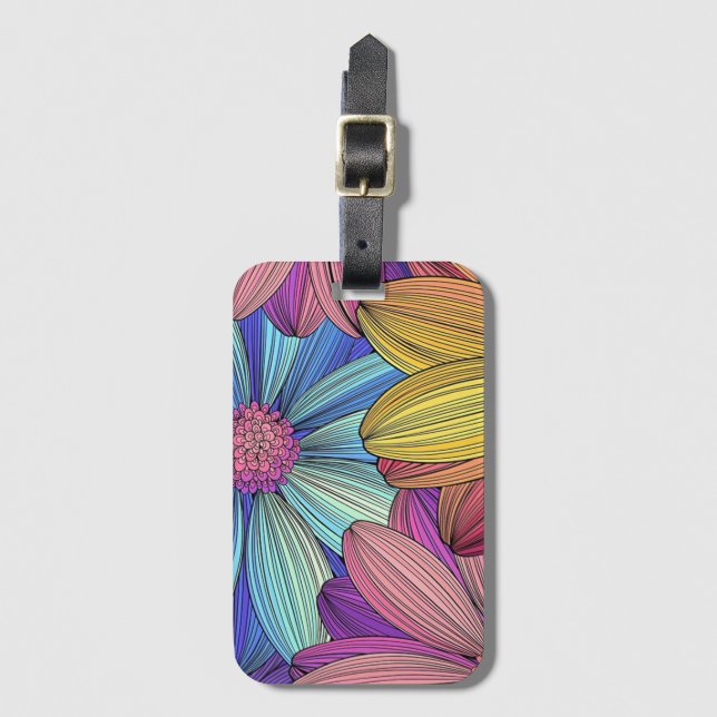 Etiqueta de Bagagem acrílica de girassol multicolo (Frente Vertical)