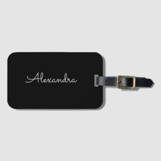 Etiqueta De Bagagem Adicionar nome preto personalizado simples