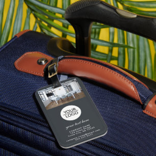 Etiqueta De Bagagem Adicione seu logotipo Cinza de fotos da empresa de