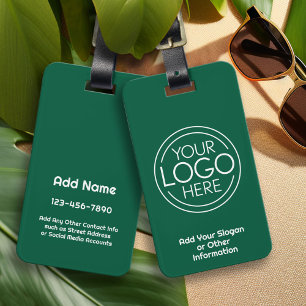 Etiqueta De Bagagem Adicione seu logotipo verde profissional minimalis