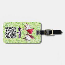 Etiqueta De Bagagem Adicione seu nome, código QR, creme de Limão