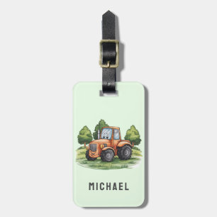 Etiqueta De Bagagem Adicione seu nome de Fazenda verde do trator