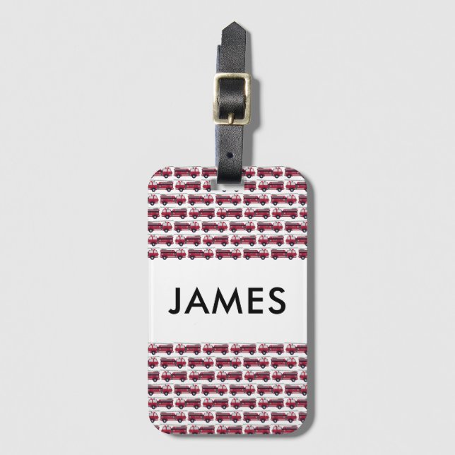 Etiqueta De Bagagem Adicione seu nome Red Fire caminhão Personalizado (Frente Vertical)